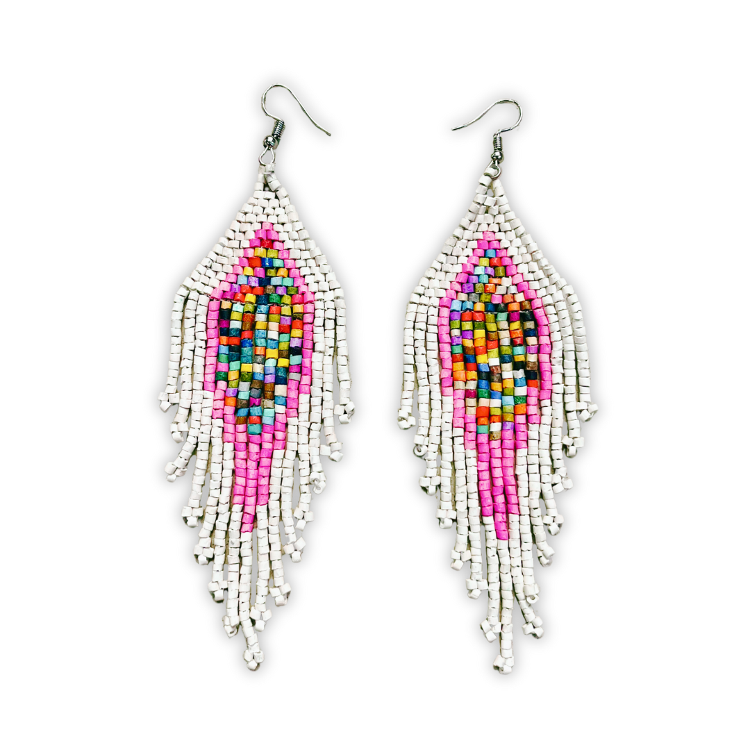 Lightweight Fringe Earrings in Diamond Shaped Design