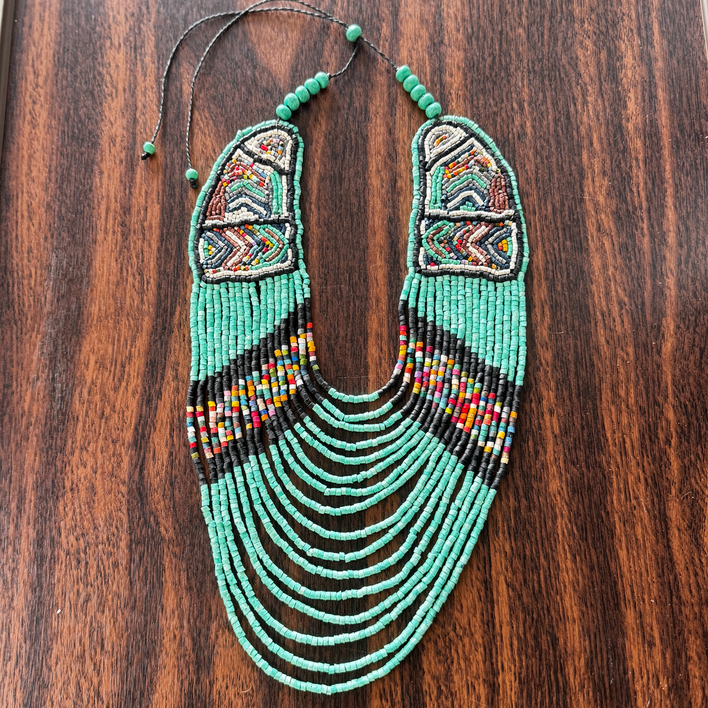 Unique Necklace with Bead Embroidery, Adjustable