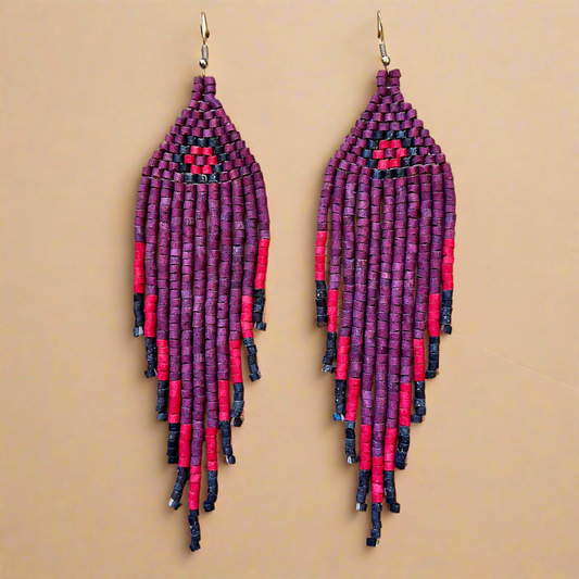 Ceramic Beaded Fringe Earrings with Elegant Design