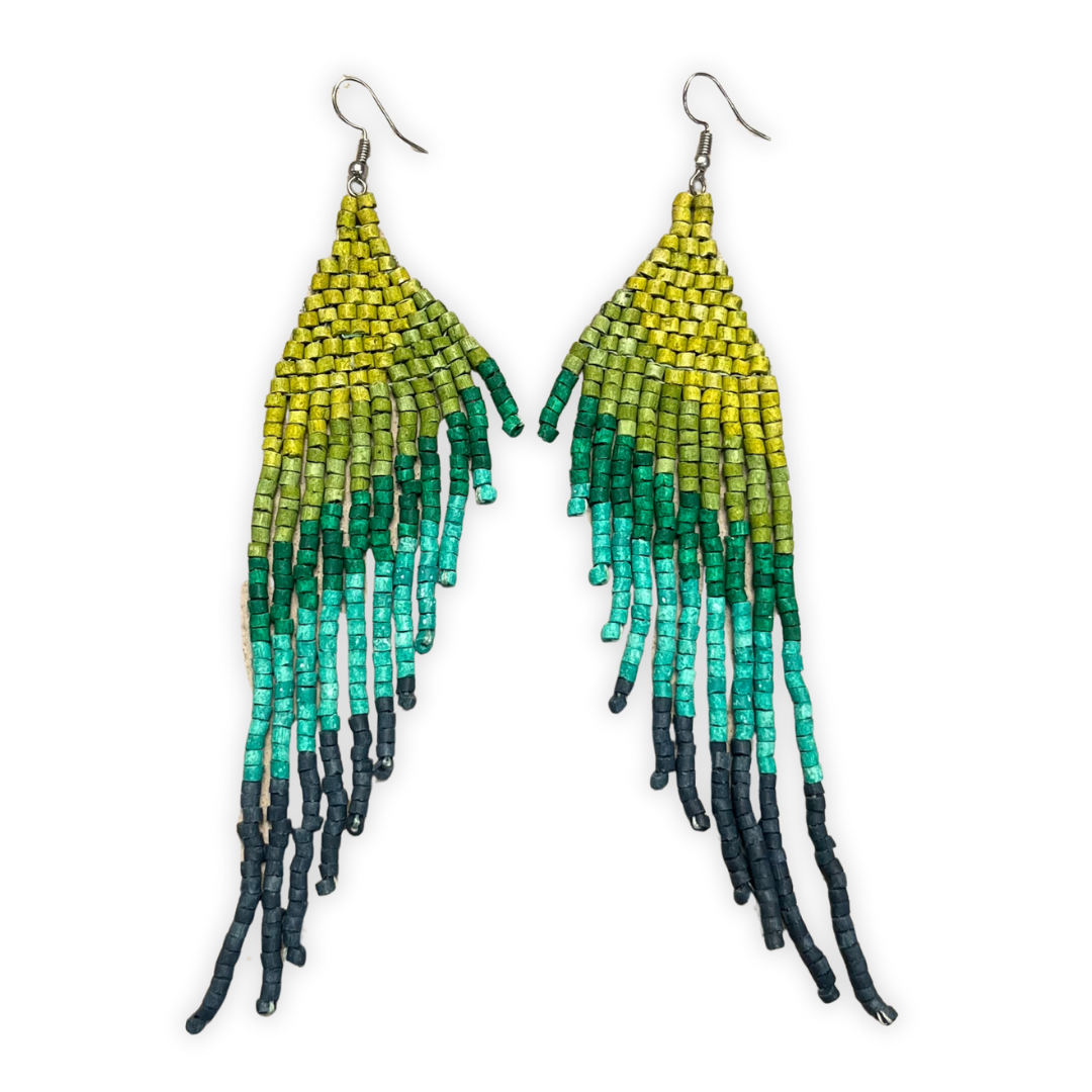 Mirrored Earrings Half Draped Design Quetzal Bird