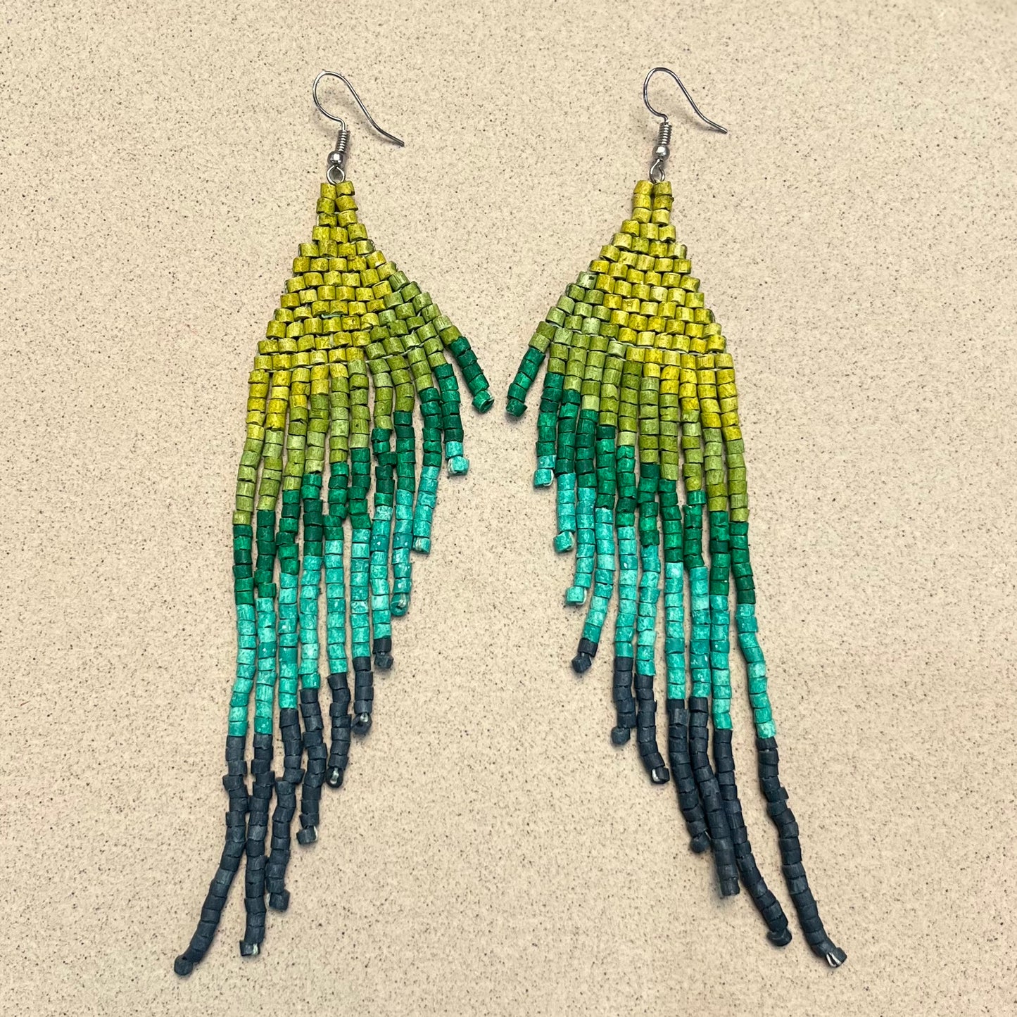 Mirrored Earrings Half Draped Design Quetzal Bird