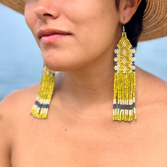 Ceramic Beaded Earrings with Woven Details