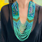 Ceremonial Statement Necklace with Beaded Strands, Adjustable