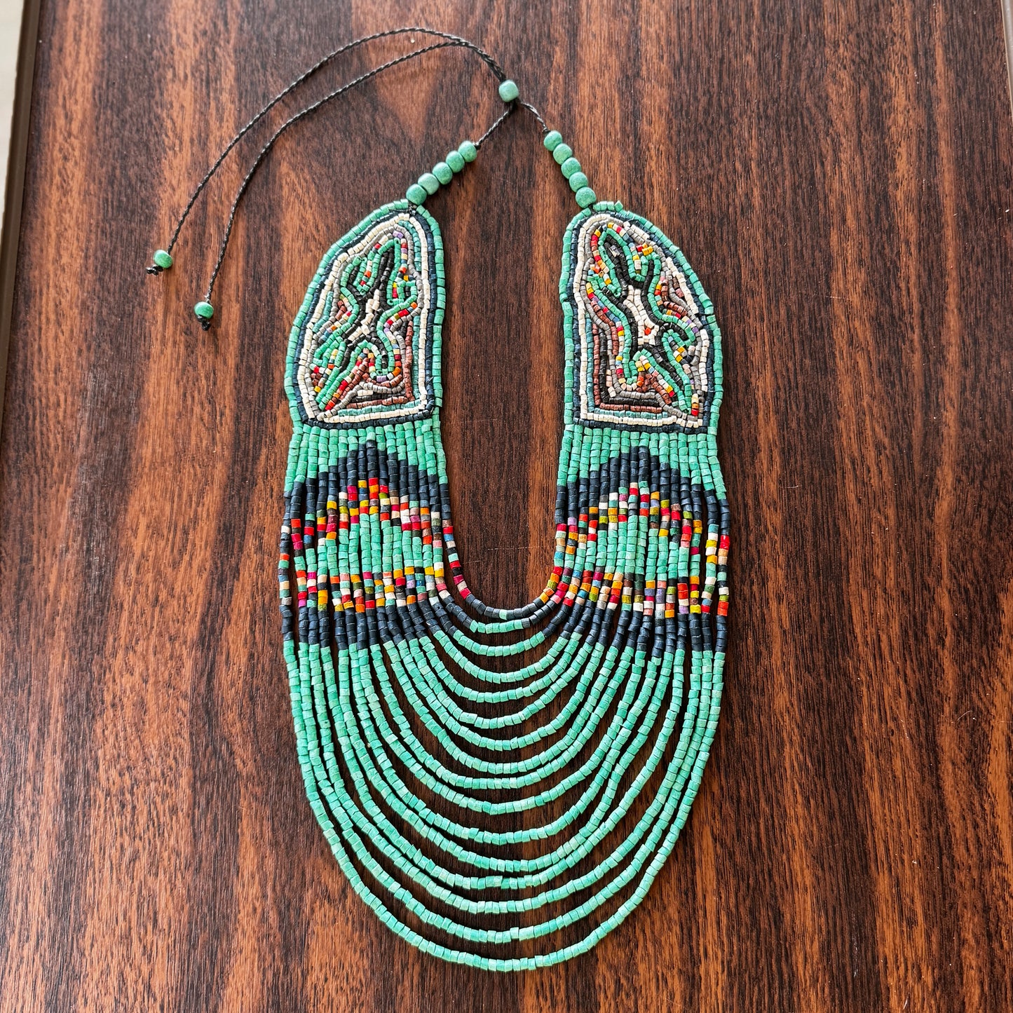 Unique Necklace with Bead Embroidery, Adjustable