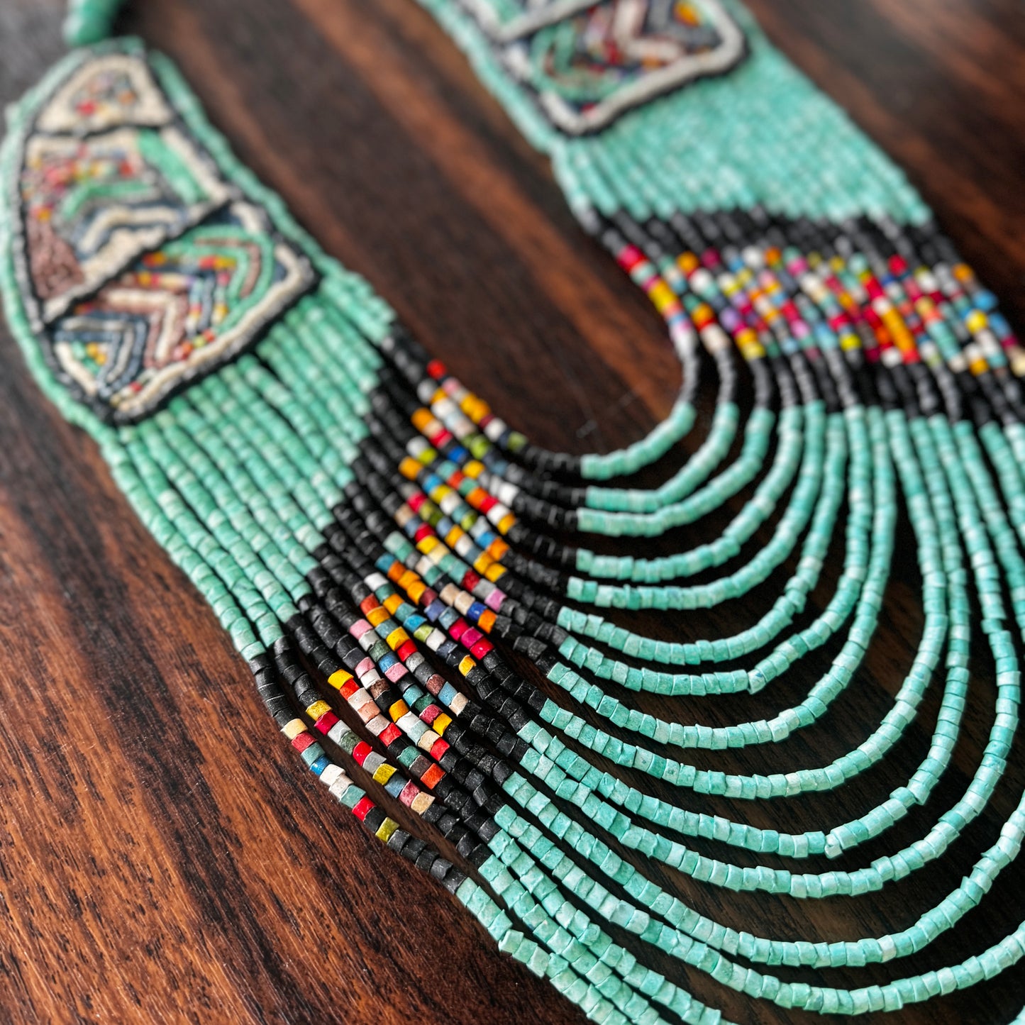 Unique Necklace with Bead Embroidery, Adjustable