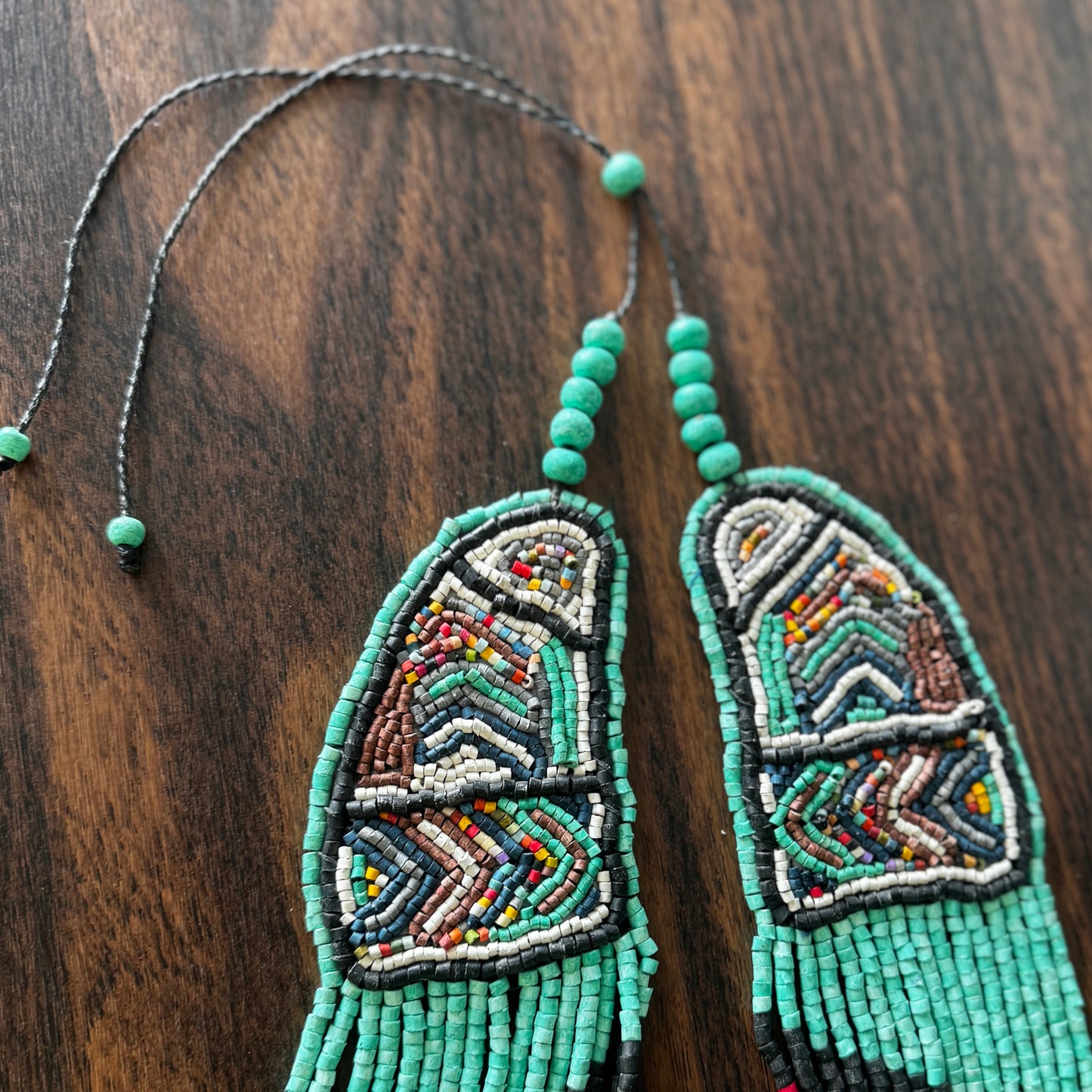 Unique Necklace with Bead Embroidery, Adjustable