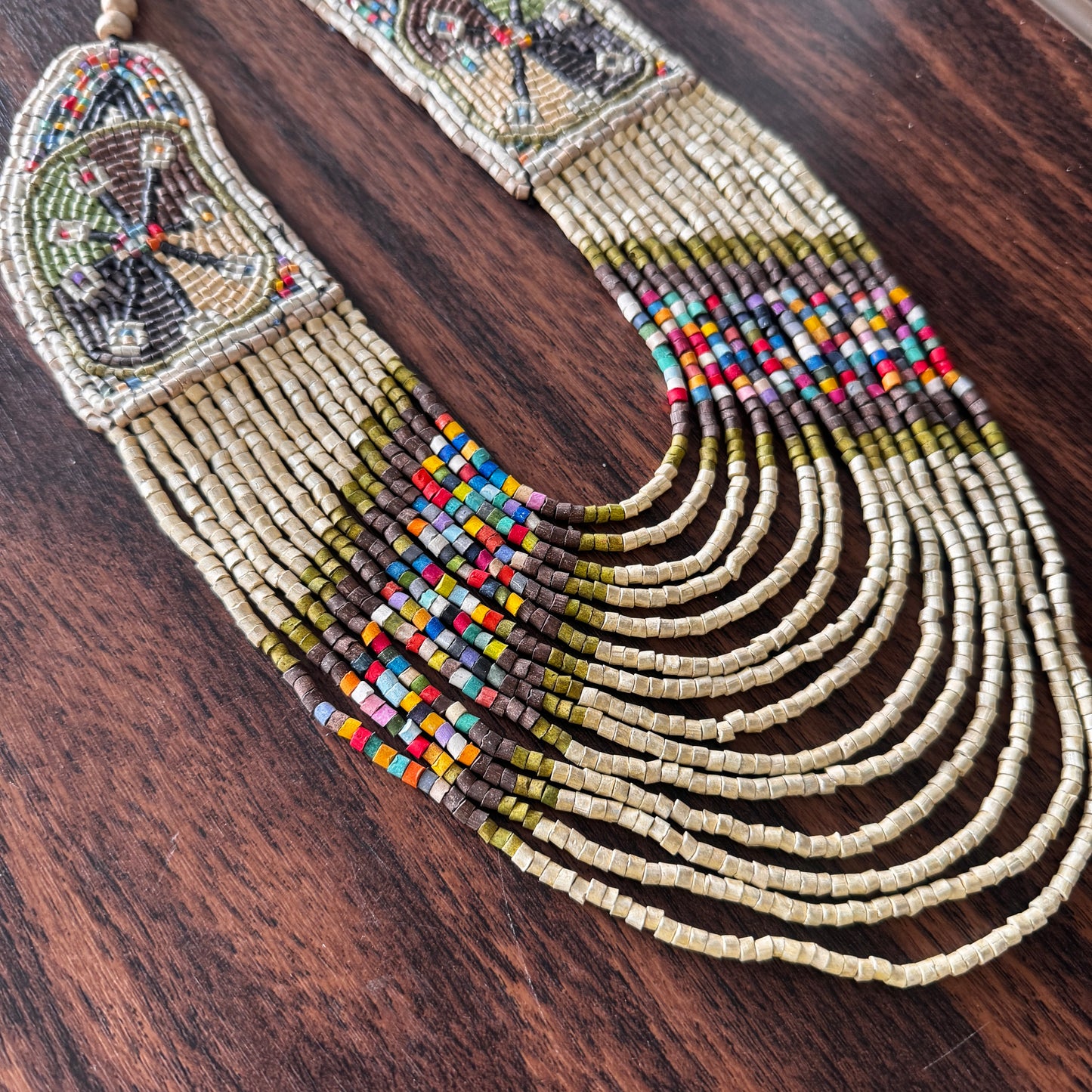 Unique Necklace with Bead Embroidery, Adjustable