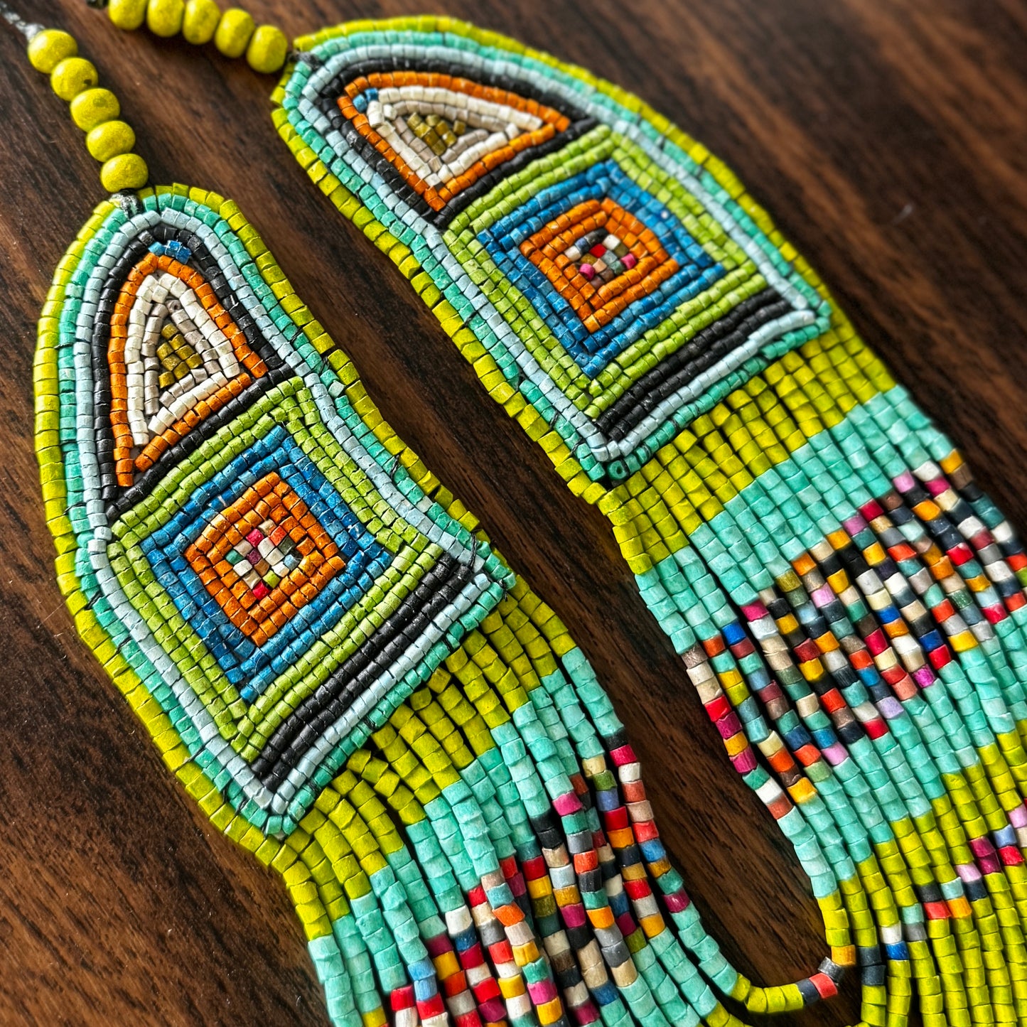 Unique Necklace with Bead Embroidery, Adjustable