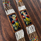 Beaded Long Necklace with Embroidered Birds, Adjustable