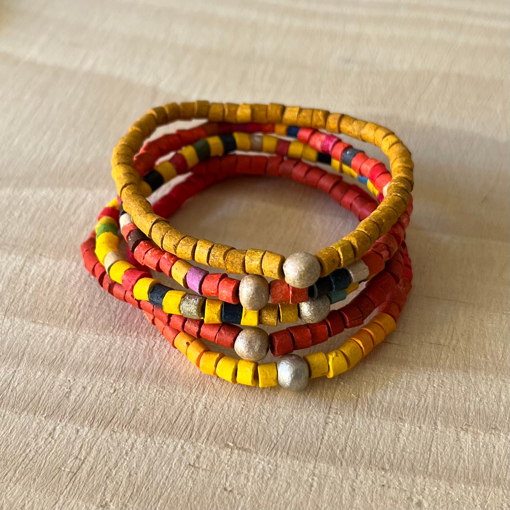 Handmade Adjustable Bracelet Set With Polymer Clay Beads Green