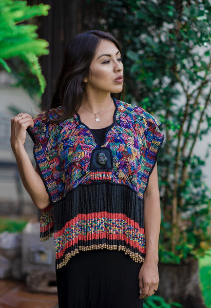 Huipil Poncho - Diamante Azur – Los Colores de la Tierra